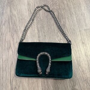 Green velvet bag